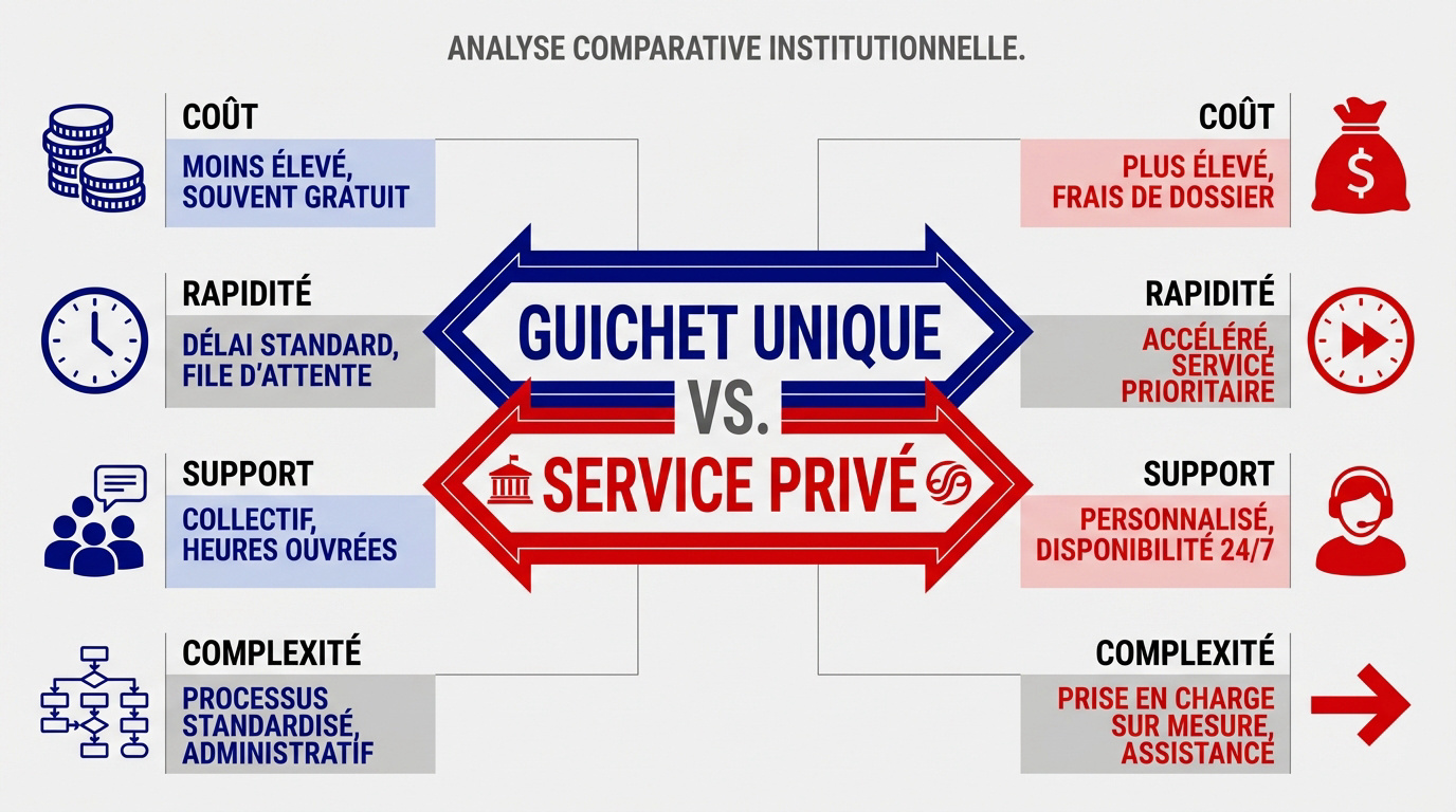 Comparaison entre le Guichet Unique INPI et le service privé Legalstart pour la création d'entreprise