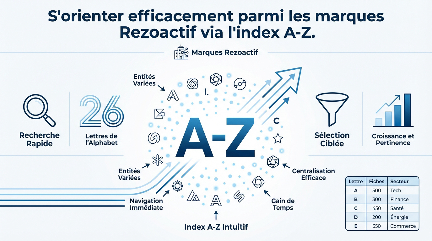 Interface de l'index alphabétique des marques françaises sur Rezoactif