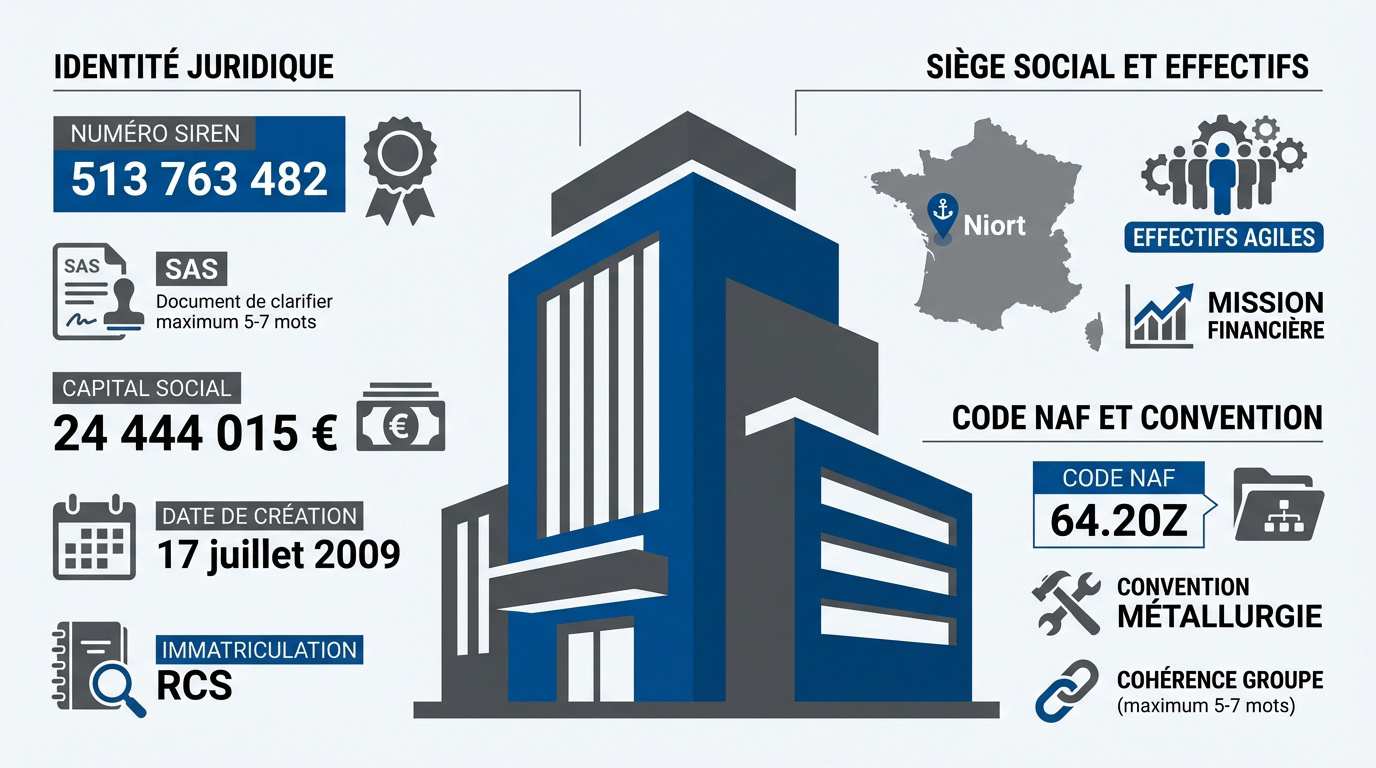 Infographie des données clés et de l'identité juridique de PB Industries