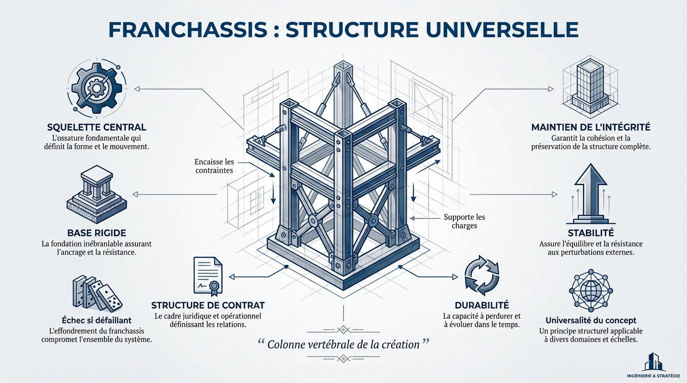Représentation d'une structure de franchassis robuste et universelle pour le bâtiment et l'industrie