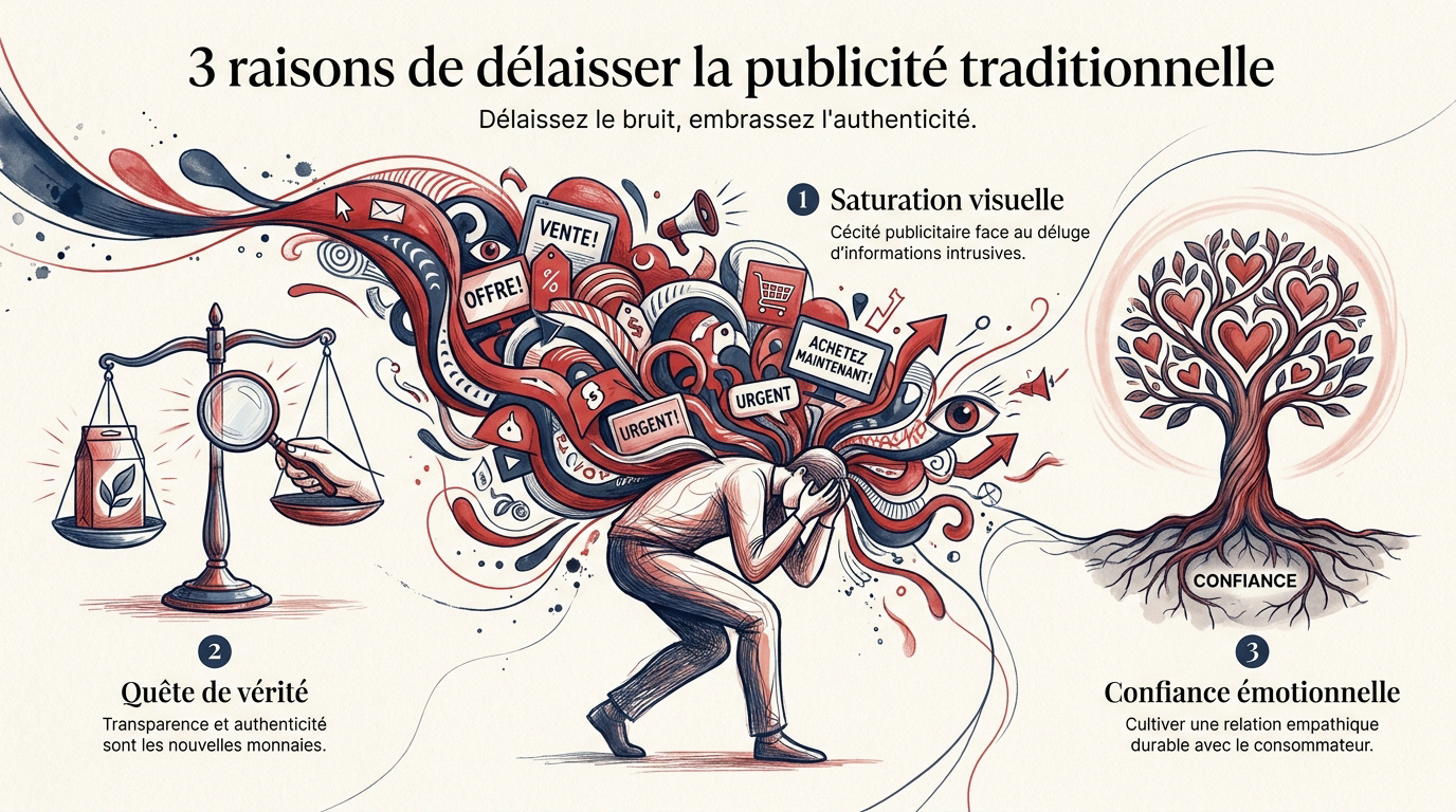 Illustration de l'impact du marketing moderne face à la publicité traditionnelle
