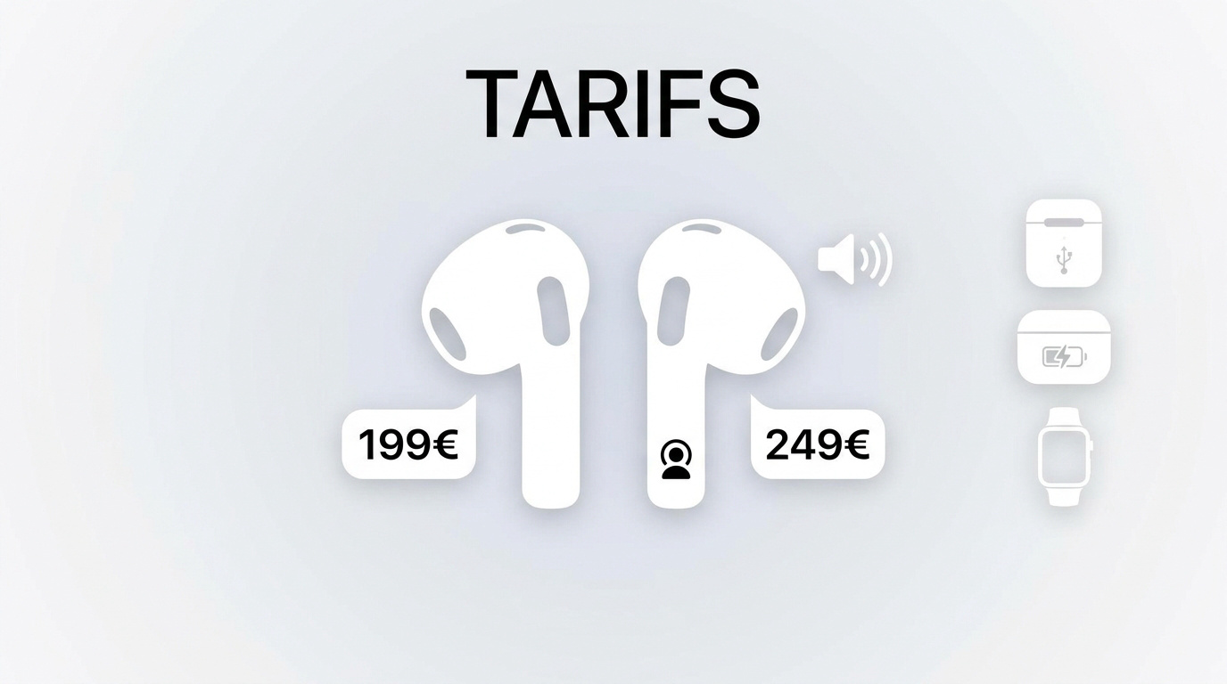 Comparaison des tarifs et options des Apple AirPods 4 standard et ANC