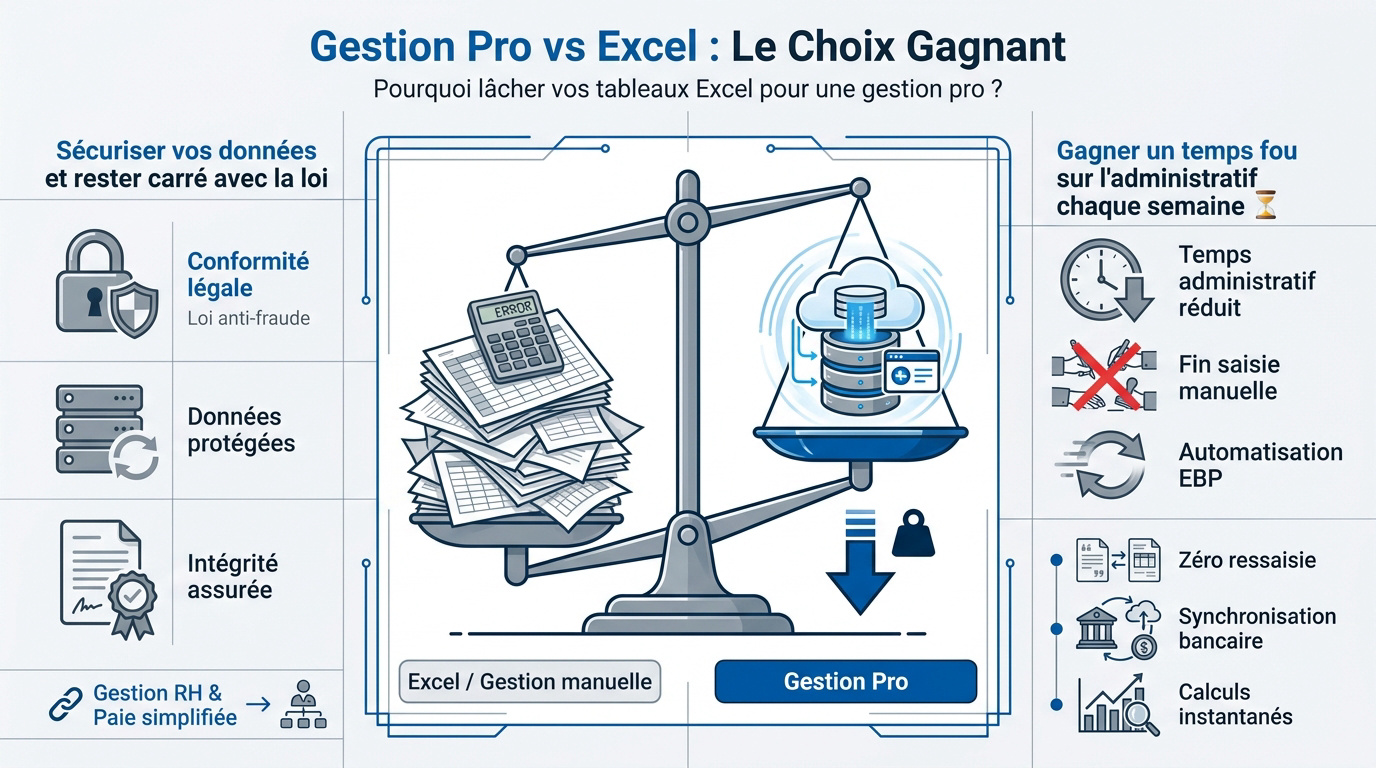 Gestion pro avec EBP à La Roche-sur-Yon face aux limites d'Excel