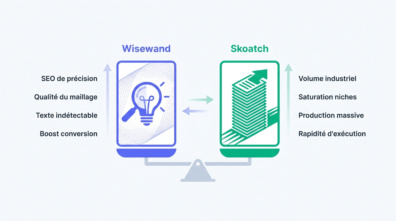 Comparatif entre les outils de rédaction IA Wisewand et Skoatch