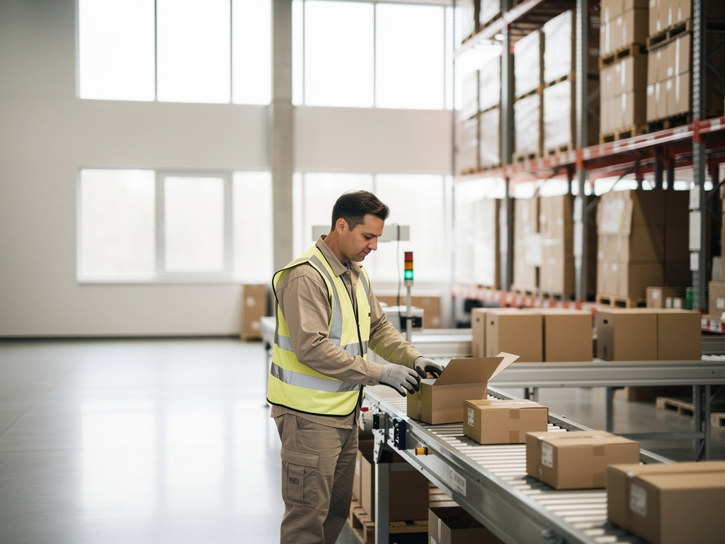 Agent de conditionnement dans un entrepôt logistique