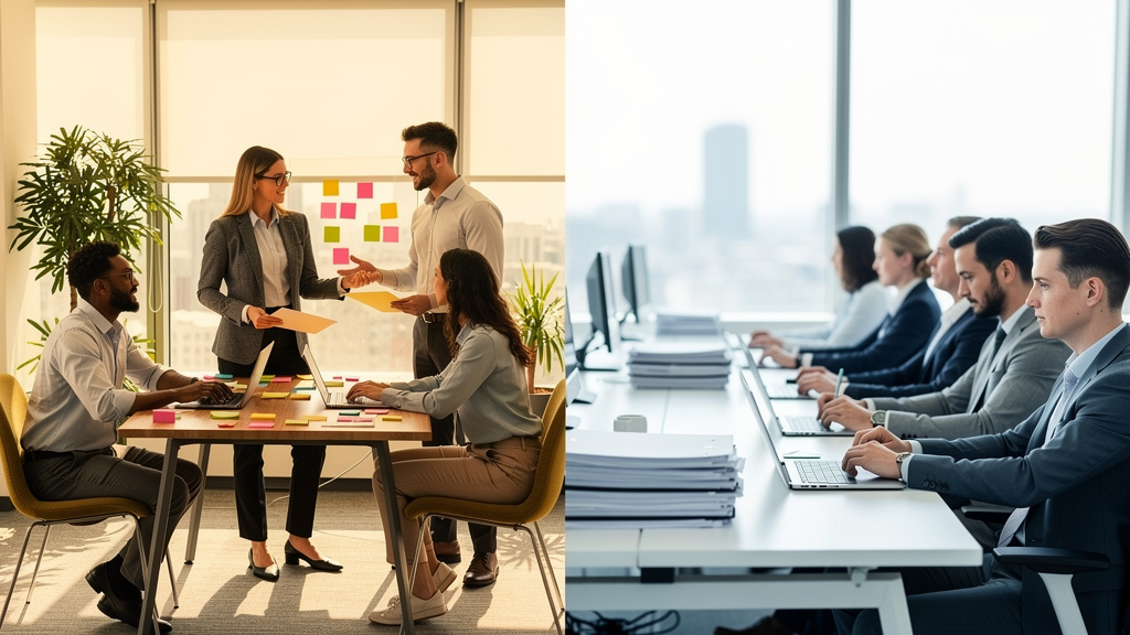 Schéma comparatif adhocratie et bureaucratie en entreprise