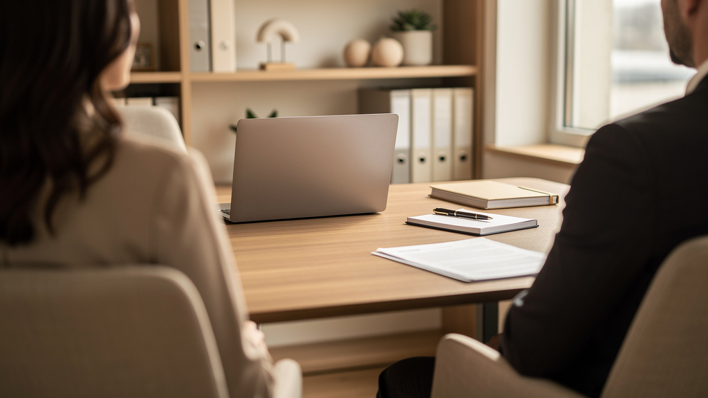Une femme en entretien avec un conseiller spécialisé en assurance prévoyance