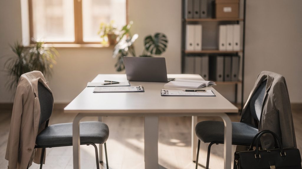 Conseiller emploi et demandeur d'emploi en entretien