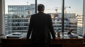 Entrepreneur consultant des statuts de société dans un bureau genevois
