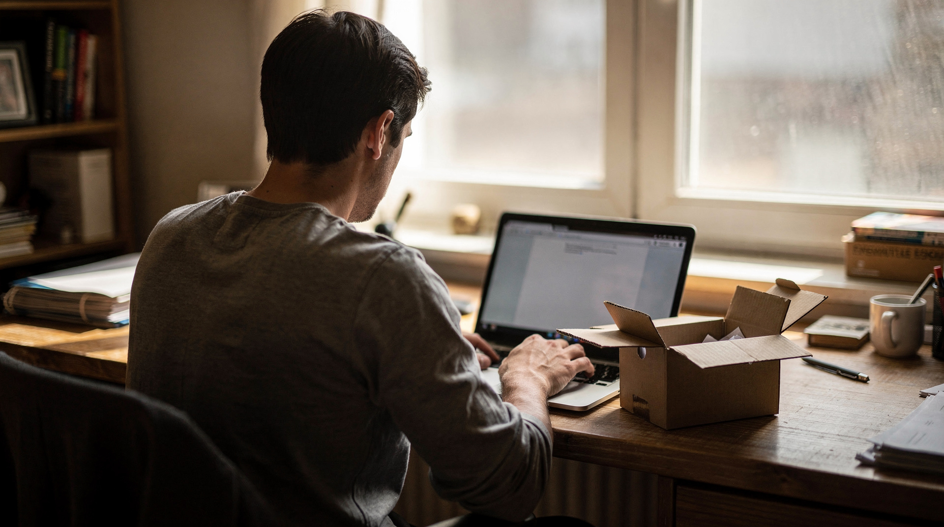 Personne rédigeant un email de réclamation sur son ordinateur portable