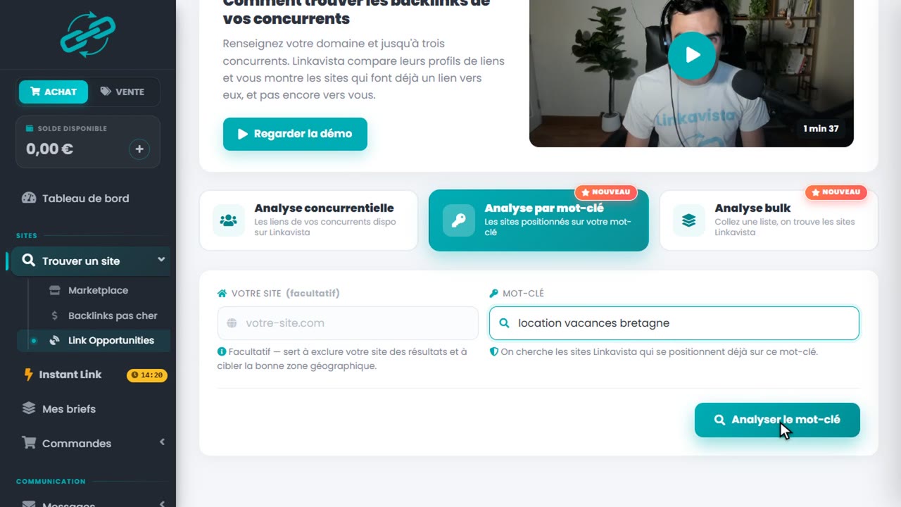 avis linkavista : Filtres et fonctionnalités