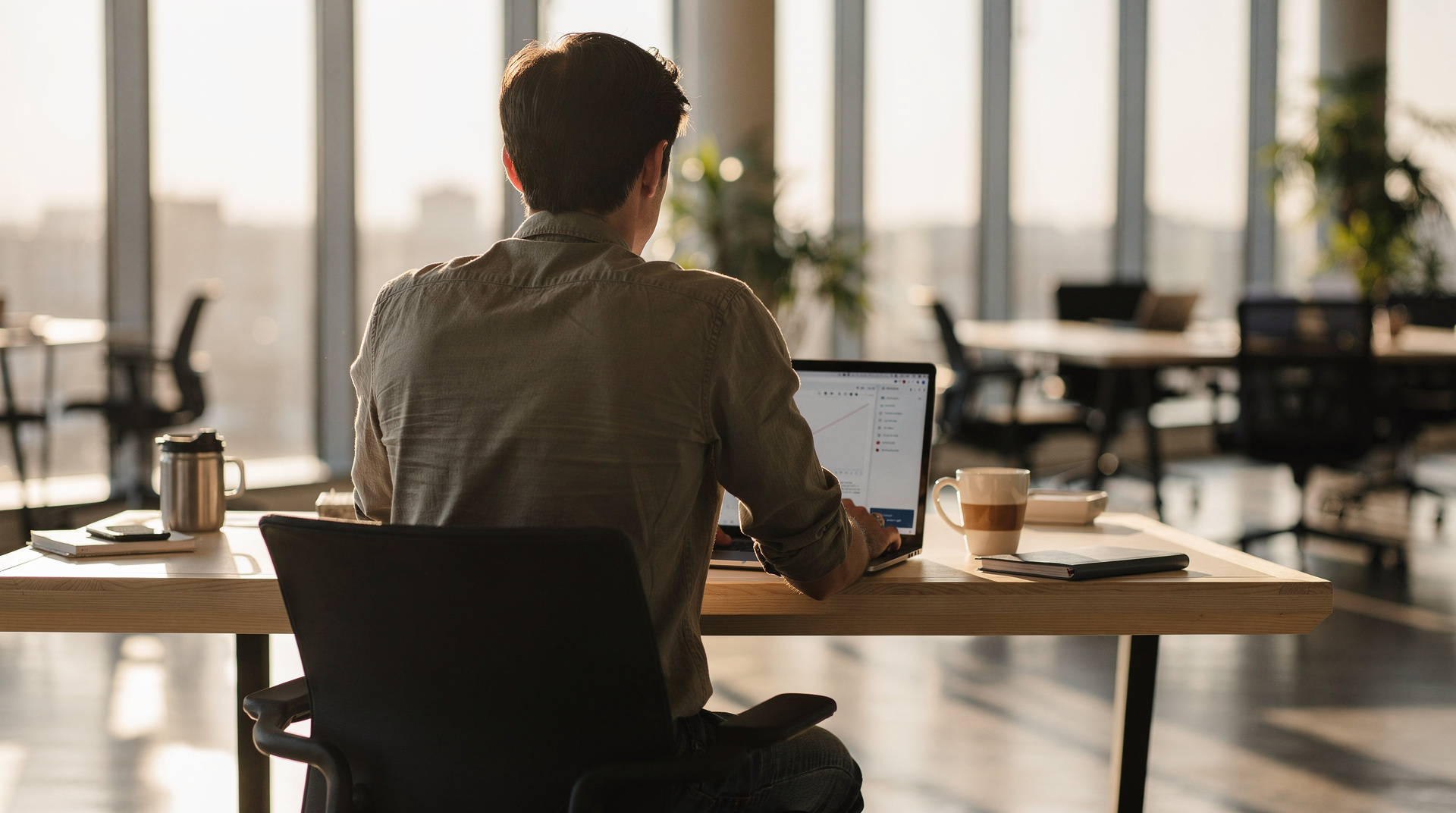 Indépendant consultant ses comptes sur ordinateur portable