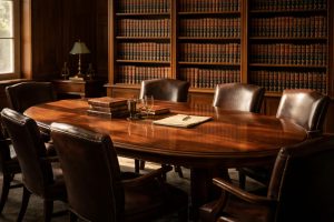 Notaire et héritiers autour d'une table avec des documents de succession