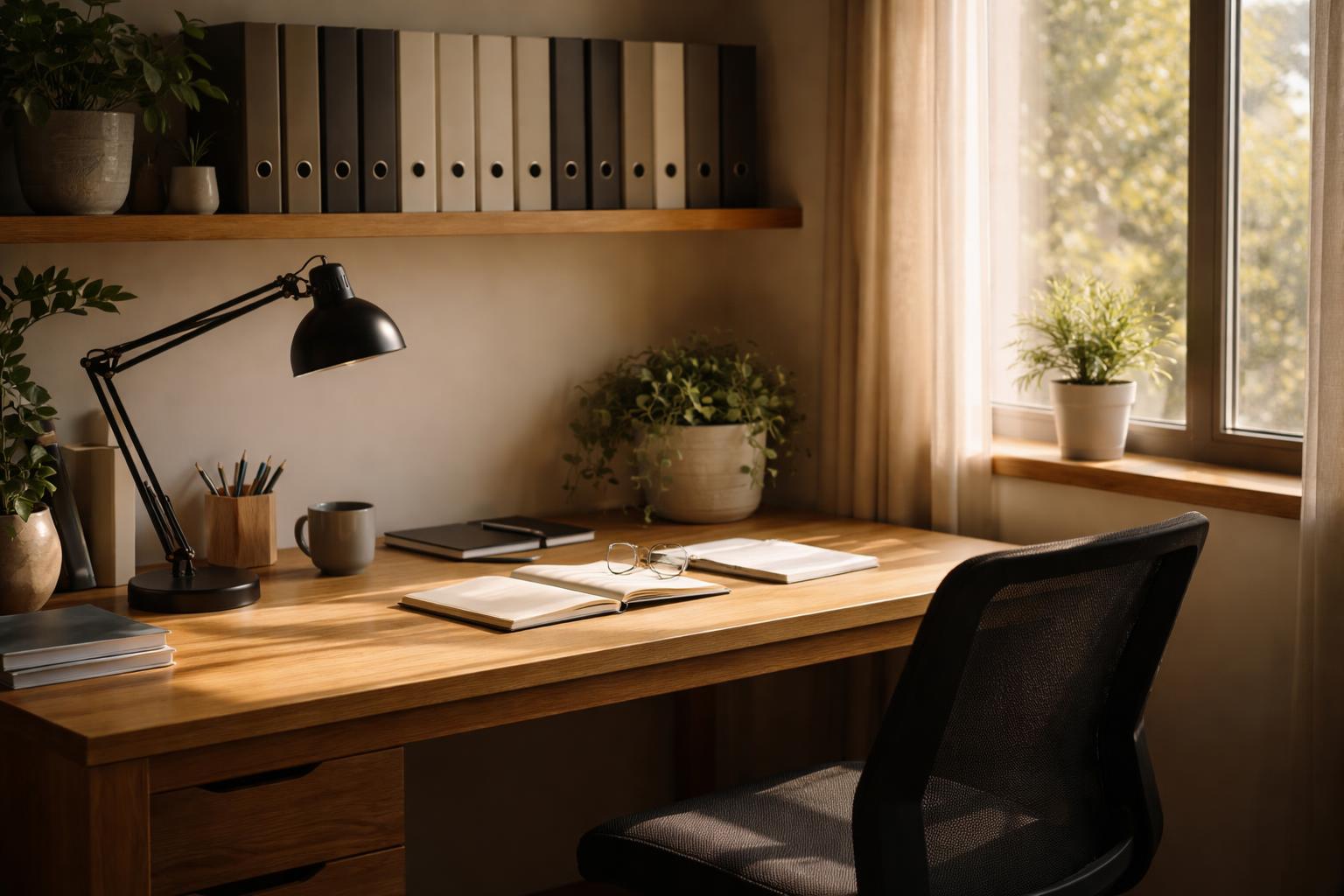 Travailleur indépendant à son bureau avec des dossiers comptables